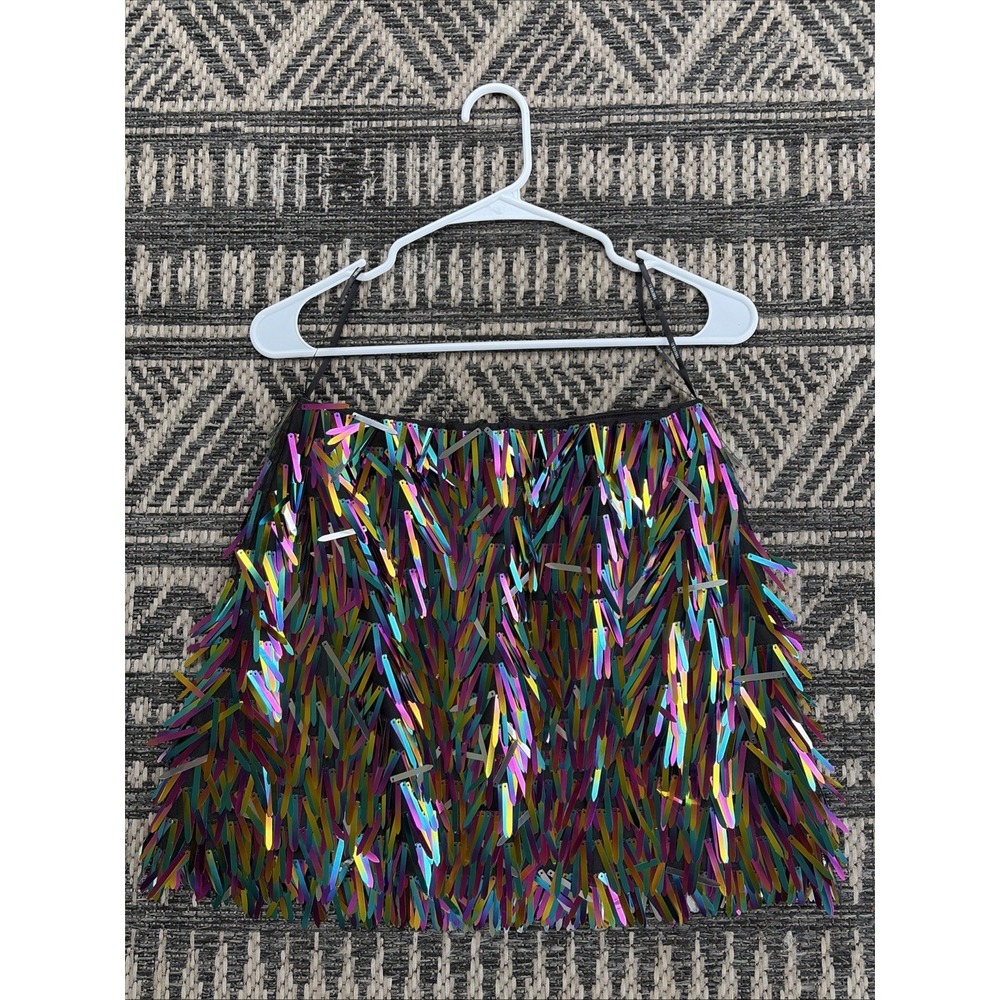 Multicolor Sequin Fringe Mini Skirt